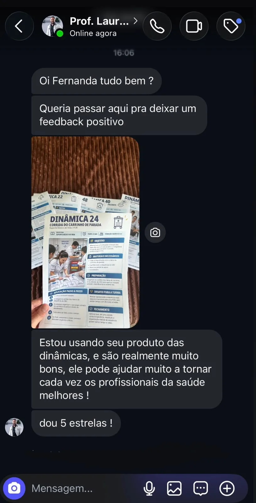 Depoimento de professor